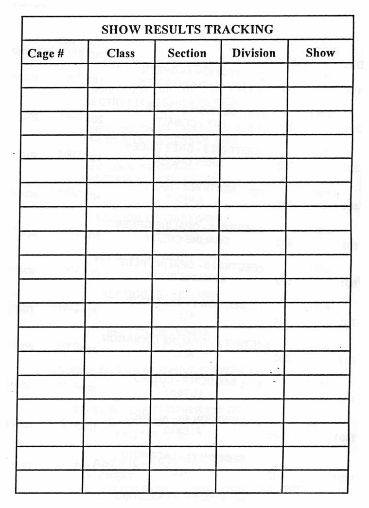 Show Results Tracking Form